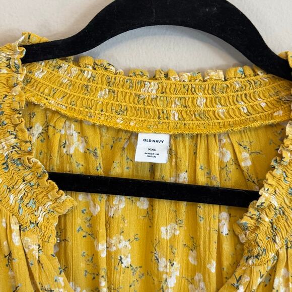 Old Navy Womens Yellow Floral Print V-Neck Flutter Short Sleeve Blouse Top XXL - Picture 4 of 6